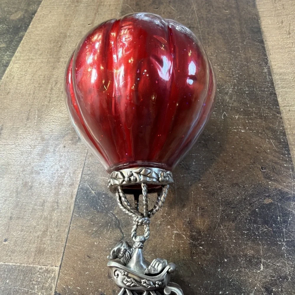 Lenox Santa's Journey Hand Blown Glass Hot Air Balloon Ornament Kirk Stieff 1998